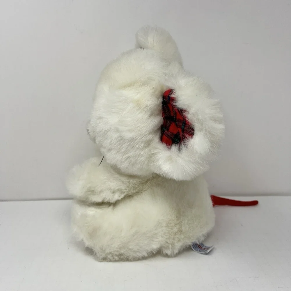 1991 White Mouse Plush 10 Inch Stuffed Animal Plaid Ears‎ World of Smile
